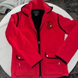 Selene Sport Red and Black Quilted Jacket Label